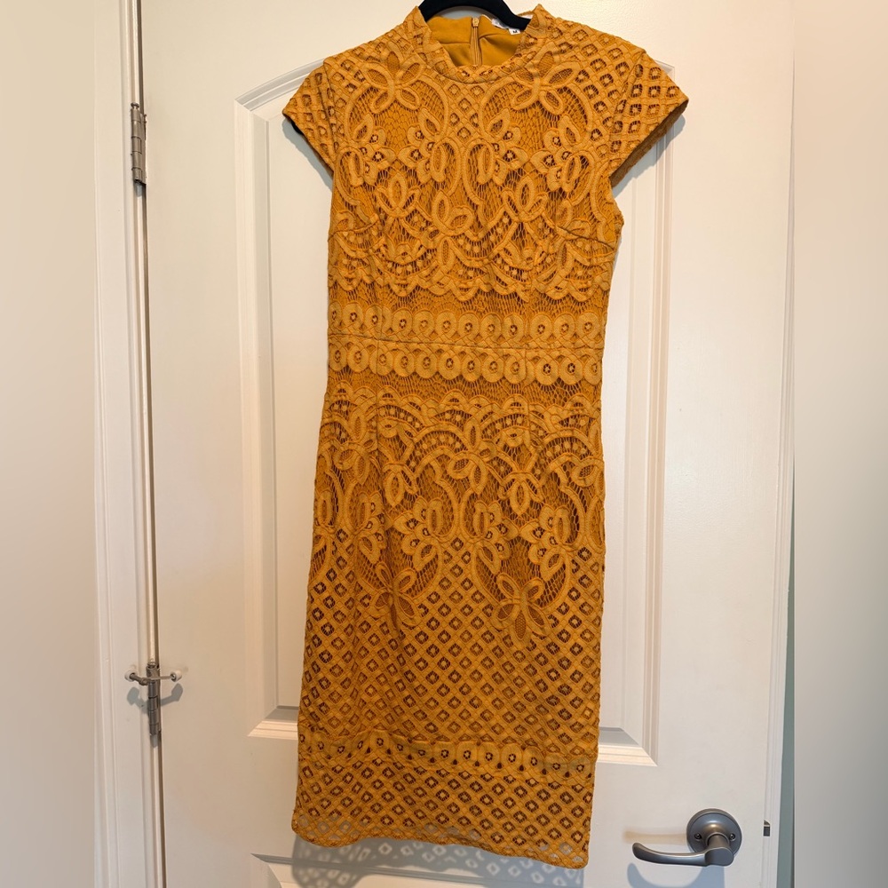 Baltic Born Mustard Lace Midi Dress